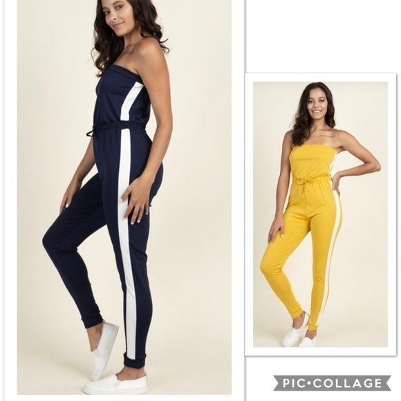 Navy Jumper w/White Racer Stripe - Picture 2 of 3